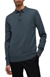 Allsaints Mode Long Sleeve Wool Polo In Beetle Blue