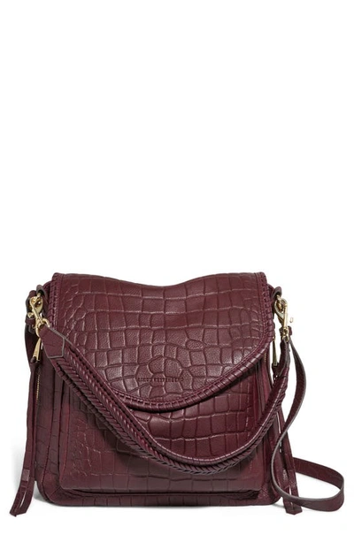 Aimee Kestenberg All For Love Convertible Leather Shoulder Bag In True Plum Croco