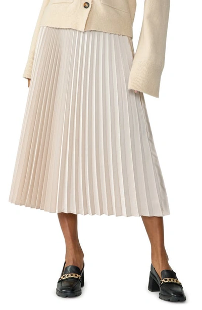 Sanctuary Everyday Pleated Satin Midi Skirt In Toasted Marshmellow