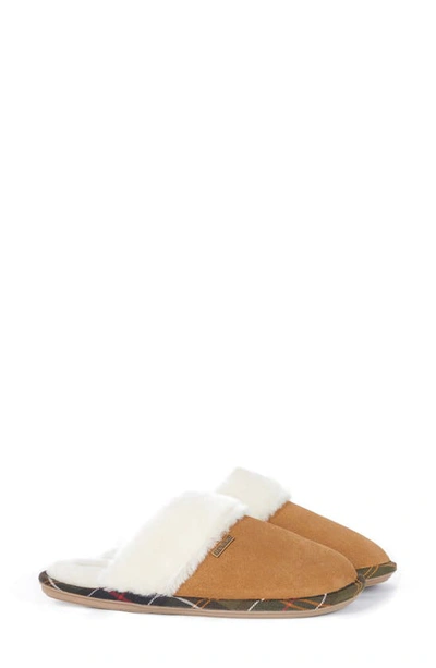 Barbour Ellery Genuine Shearling Scuff Slipper In Camel