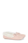 Barbour Maggie Genuine Shearling Slipper In Pink Suede