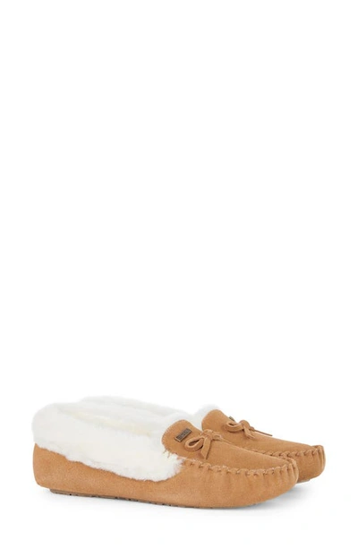 Barbour Maggie Genuine Shearling Slipper In Camel