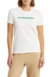 Lacoste X Bandier Madame Cotton Graphic T-shirt In Iw0 Flour/ Roquette