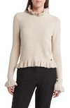 Ted Baker Pipalee Ruffle Rib Sweater In Camel
