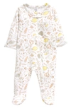 Nordstrom Babies' Print Zip Cotton Footie In White Vegetable Garden