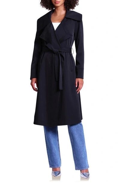 Avec Les Filles Drape Trench Coat In Black