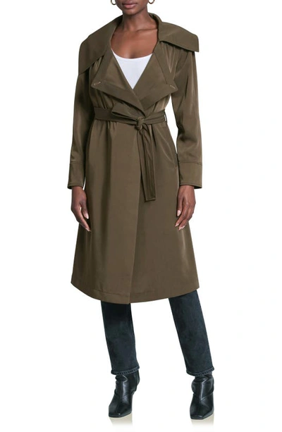 Avec Les Filles Drape Trench Coat In Mushroom