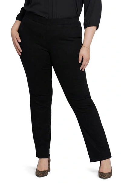 Nydj Bailey Pull-on Relaxed Straight Leg Jeans In Black Rinse