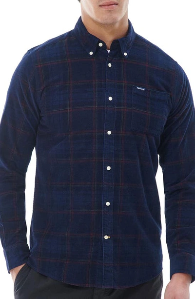 Barbour Southfield Plaid Tailored Button-down Shirt In Grey Marl