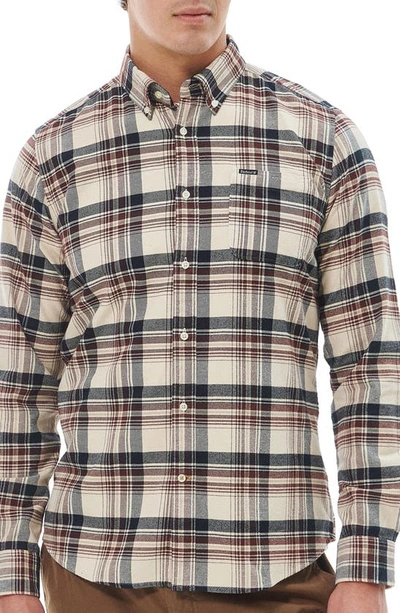 Barbour Shieldton Plaid Flannel Button-down Shirt In Ecru