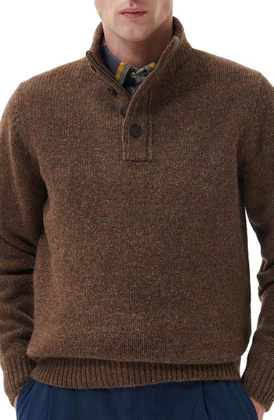 Barbour Calder Henley Wool Sweater In Olive Tweed