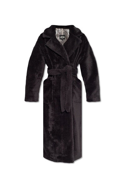 Ugg Alesandra Faux Fur Wrap Coat In Black