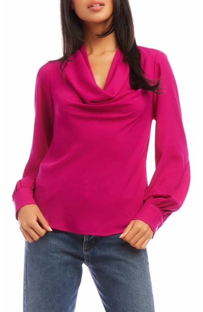 Fifteen Twenty Cowl Neck Blouse In Hot Pink