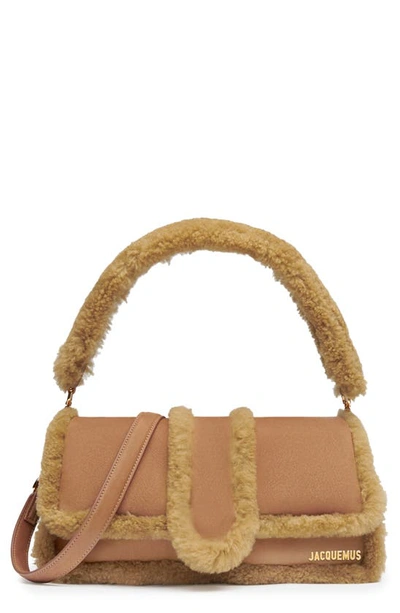 Jacquemus Le Bambimou Doux Leather & Genuine Shearling Satchel In Brown