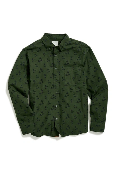 Billy Reid Kudzu Tuscumbia Leaf Print Button-down Shirt In Evergreen/ Pine Green