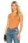 Hot As Hell Rebecchah Lace Bodysuit In Brown