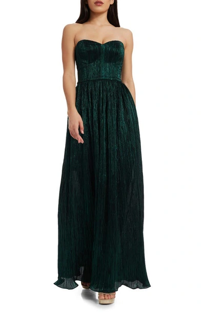 Dress The Population Audrina Strapless Gown In Deep Emerald
