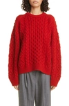 Loulou Studio Oversized Cable-knit Wool And Cashmere-blend Sweater In Cherry