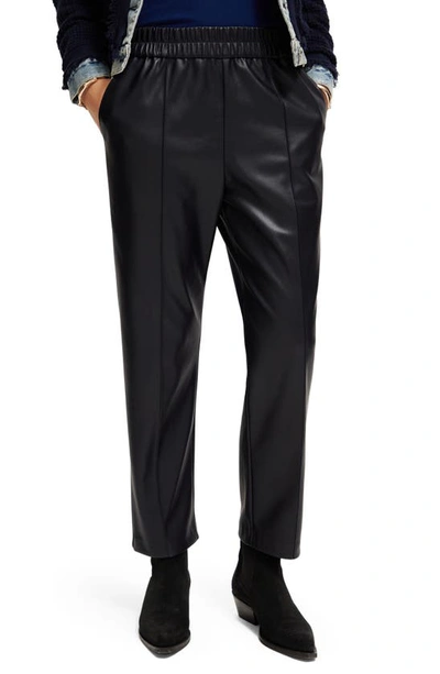 Scotch & Soda High Waist Faux Leather Trousers In Night