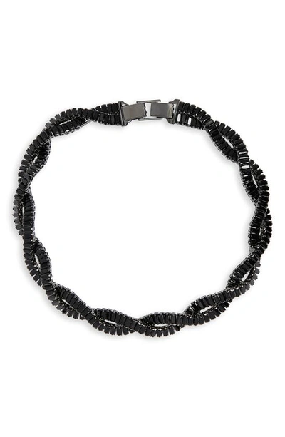 Nordstrom Baguette Cubic Zirconia Collar Necklace In Black- Hematite