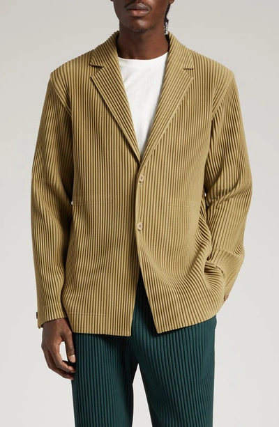 Issey Miyake Tailored Pleats Single Breasted Blazer In 65-khaki