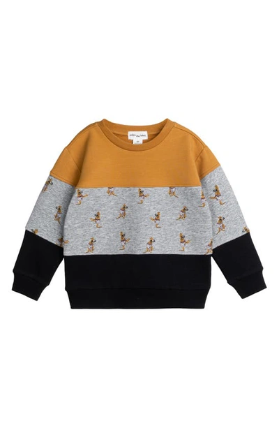 Miles The Label Babies' Mighty Kangaroo Colorblock French Terry Sweatshirt In Grey