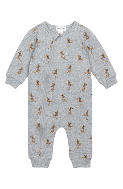 Miles The Label Babies' Boxing Kangaroo Stretch Organic Cotton Romper In Grey