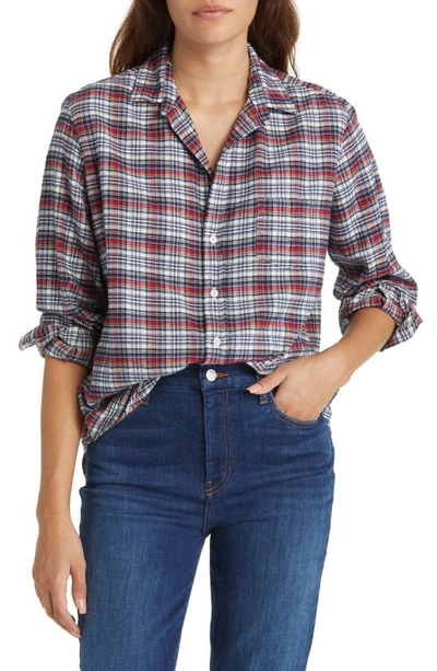 Frank & Eileen Eileen Plaid Relaxed Button-up Shirt In Wine Navy Plaid