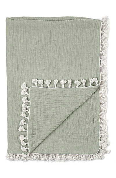 Crane Baby Muslin Blanket In Green