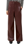 French Connection Crolenda Faux Leather Pants In Brown