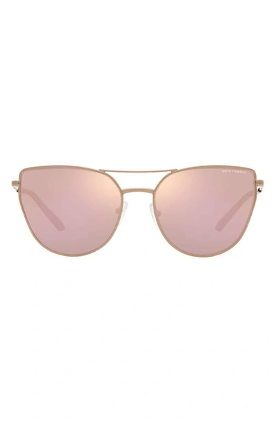 Armani Exchange 56mm Mirrored Cat Eye Sunglasses In Gold Amber
