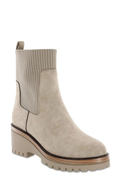 Mia Soraya Lug Wedge Boot In Taupe Burnished Suede