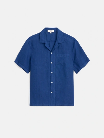 Alex Mill Camp Shirt In Linen In French Navy