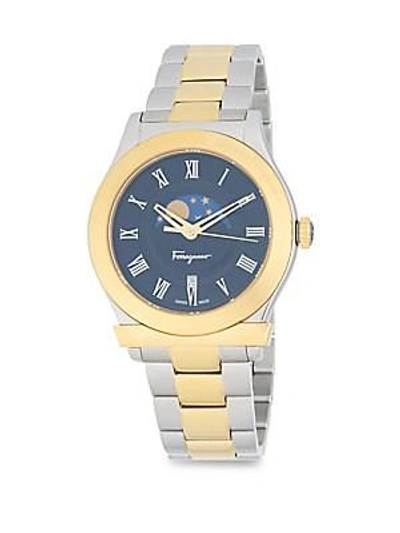 Ferragamo Moon And Stars Stainless Steel Bracelet Watch In Gold Silver