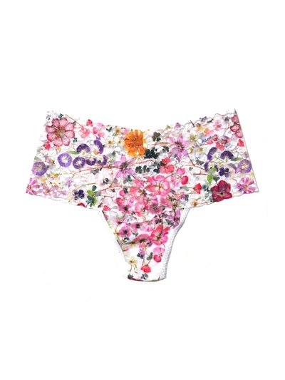Hanky Panky Printed Retro Lace Thong Pressed Bouquet In Multicolor