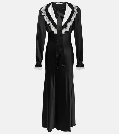 Rodarte Silk Satin Midi Dress In Black