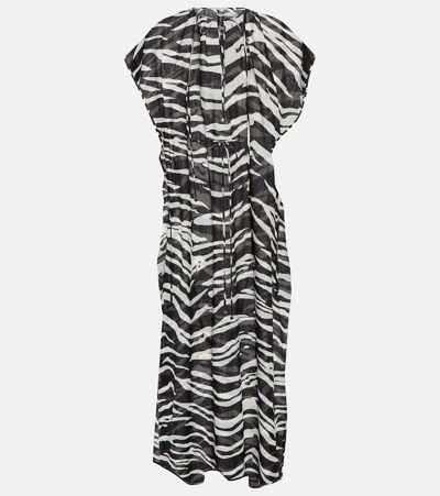 Stella Mccartney Zebra-print Cotton Maxi Dress In Multicoloured