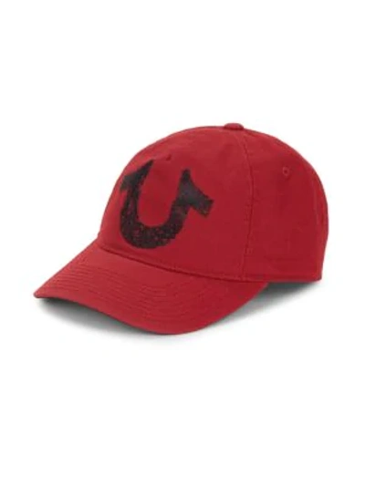 True Religion Logo Cotton Baseball Cap In Red