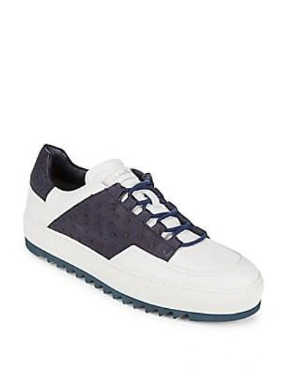 Ferragamo Lange 2 Leather Lace-up Sneakers In Bianco