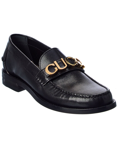 Gucci Logo Leather Loafer In Black