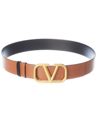 Valentino Garavani Vlogo Reversible Leather Belt In Pink