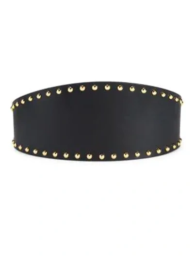 Alexander Mcqueen Studded Leather Waist Belt In Black