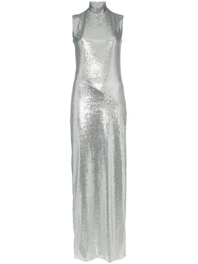 Galvan Galaxy Sleeveless Sequin Dress In Metallic
