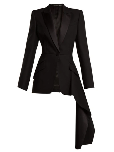 Alexander Mcqueen Wool And Silk-blend Blazer In Black