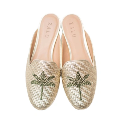 House Of Zalo Desert Palm Mule In Platino In Multi