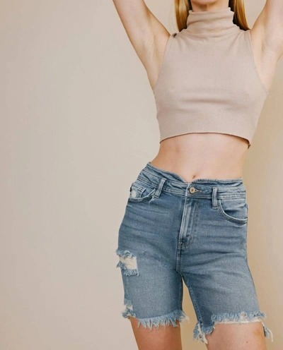 Kancan High Rise Bermuda Shorts In Medium Wash In Multi