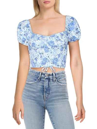 Crystal Doll Juniors Womens Floral Off-the-shoulder Cropped In Multi