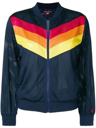 Perfect Moment Chevron Bomber Jacket In Blue