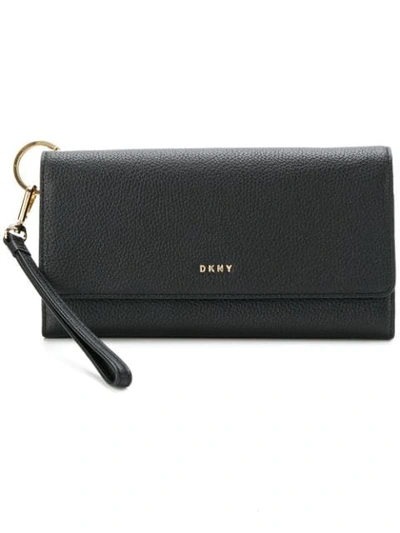 Dkny Pebbled Large Carryall Wallet In Blk Black