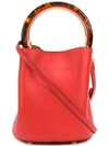 Marni Tortoiseshell Handle Pannier Bag In Red